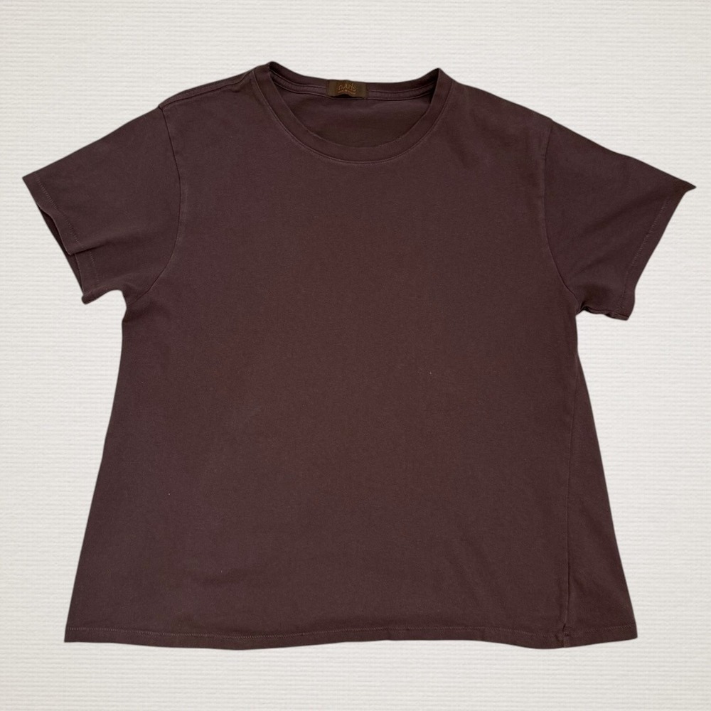 nuuds T-Shirt Women S Brown Short Sleeve Crew Neck Distress Edges Single Stitch